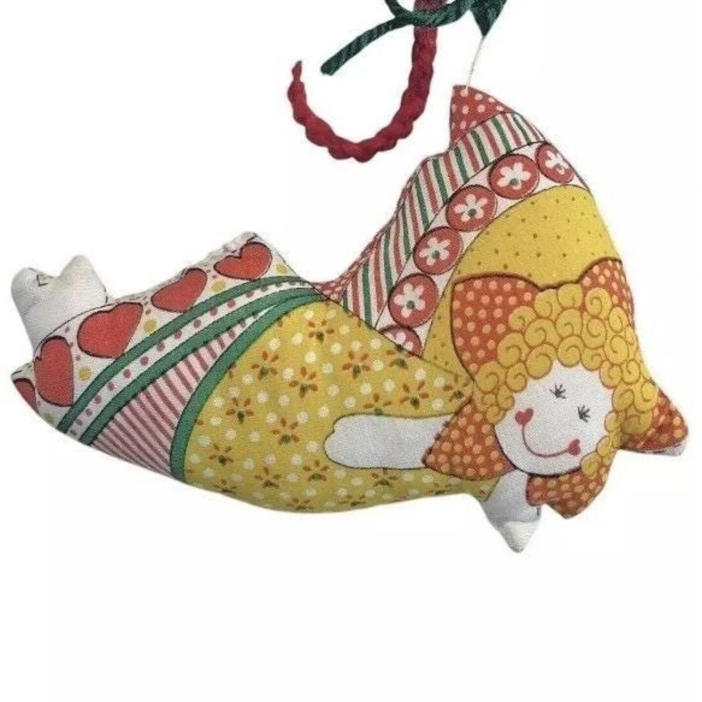 Vintage Strawberry Shortcake and Angel Home Sewn Christmas Ornaments Lot of 2‎